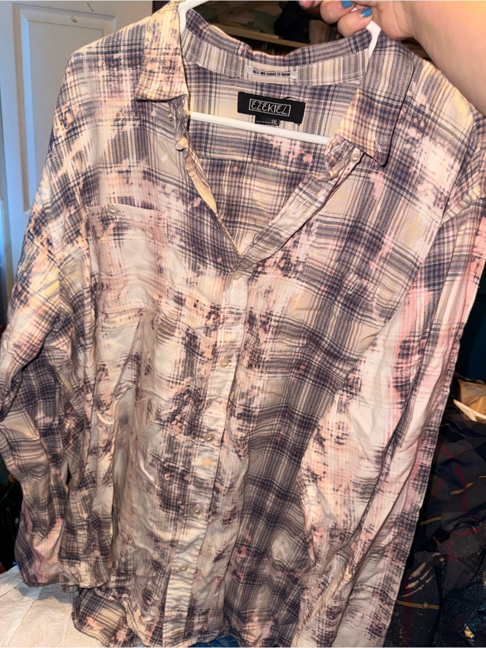 Ezekiel Faded Pink and Gray Plaid Button-Down Shirt